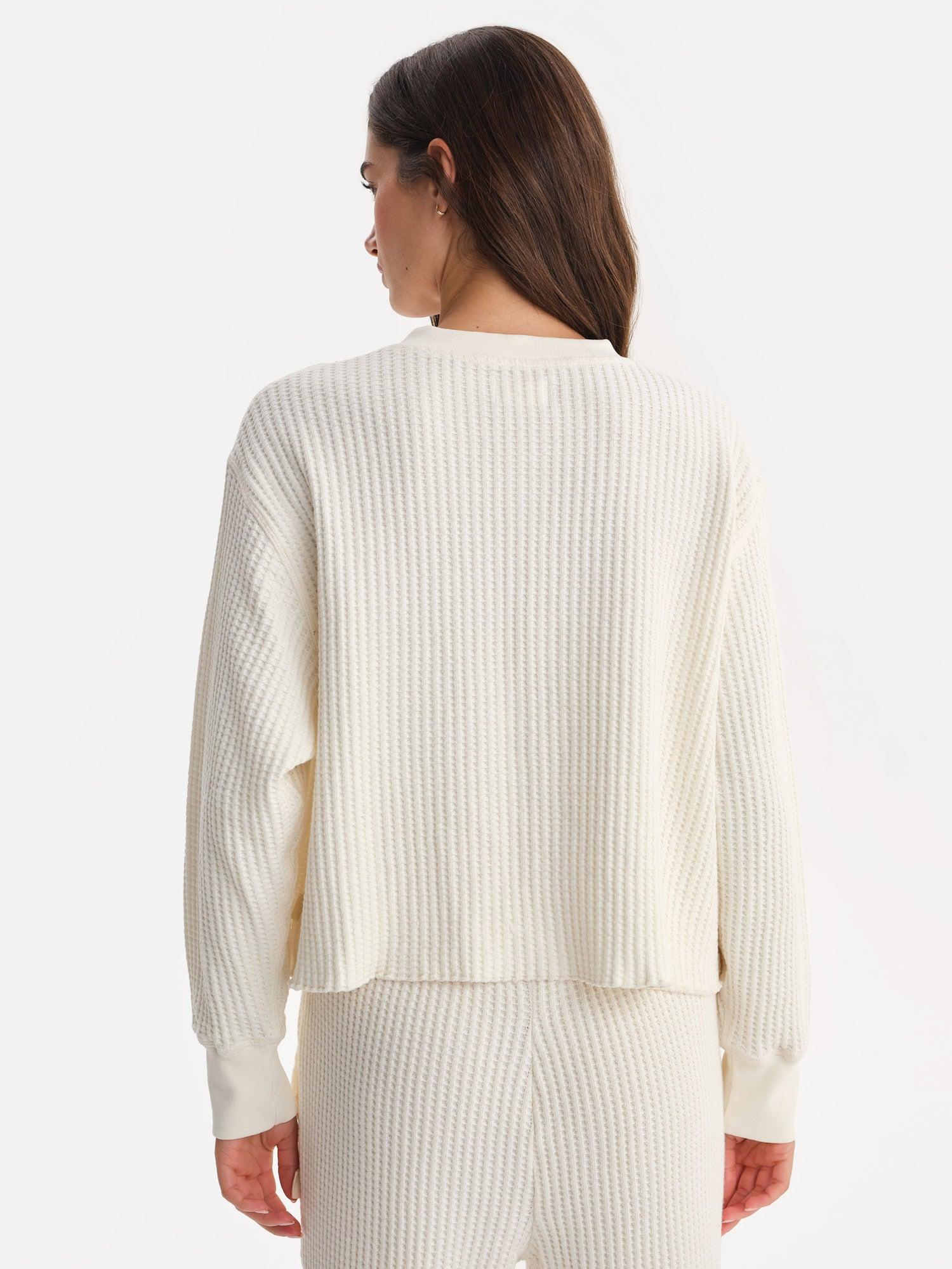 Organic Waffle Cropped Henley Female Product Image