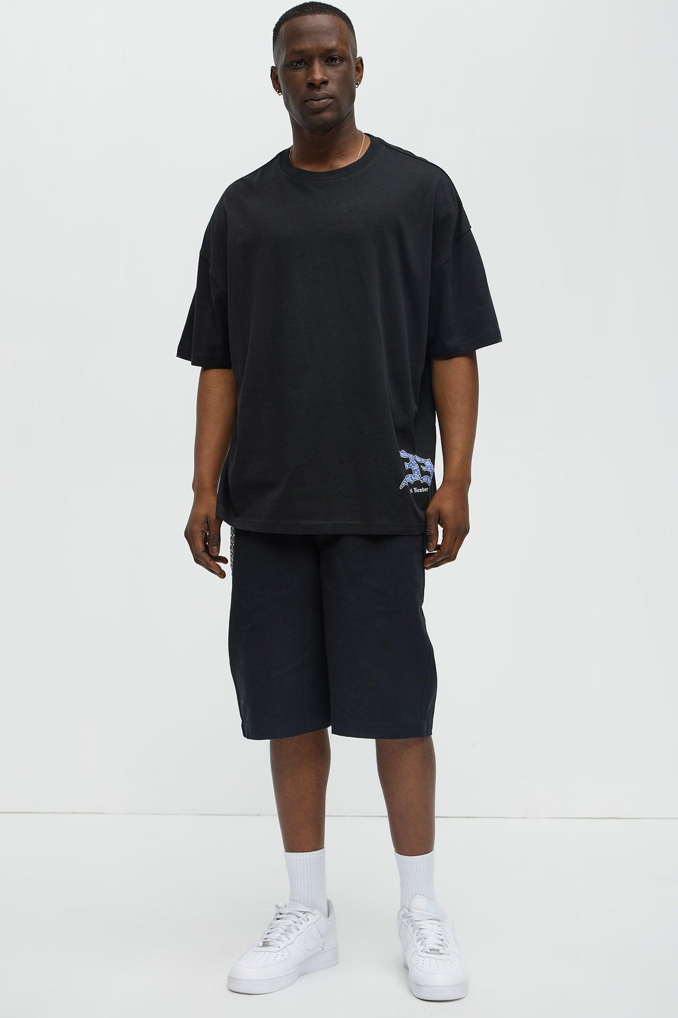 Angel Numbers Oversized Short Sleeve Tee - Black Male Product Image