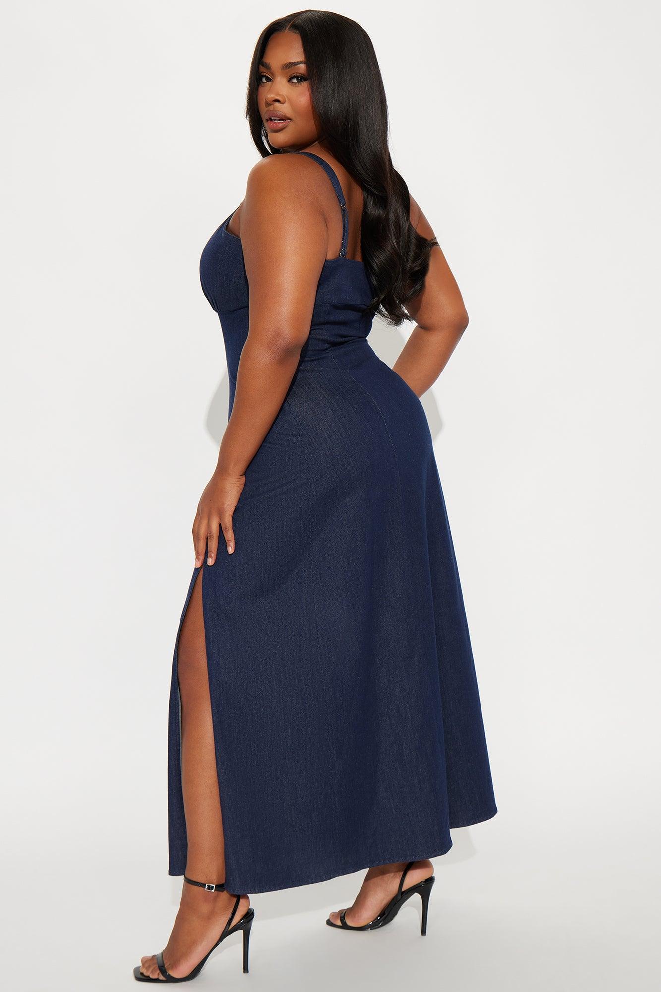 Mira Denim Maxi Dress - Dark Wash Product Image