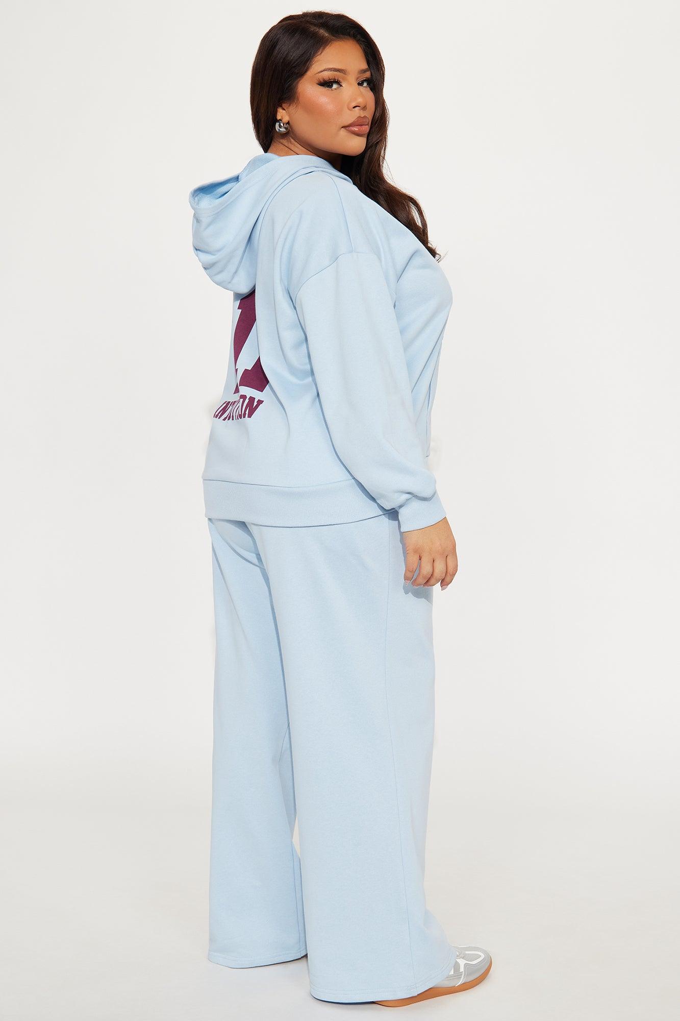 Leah Angel Number Sweatsuit Set - Light Blue Product Image