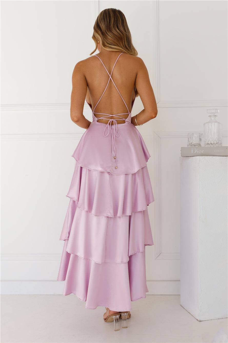 Party Of The Year Satin Maxi Dress Lilac Product Image
