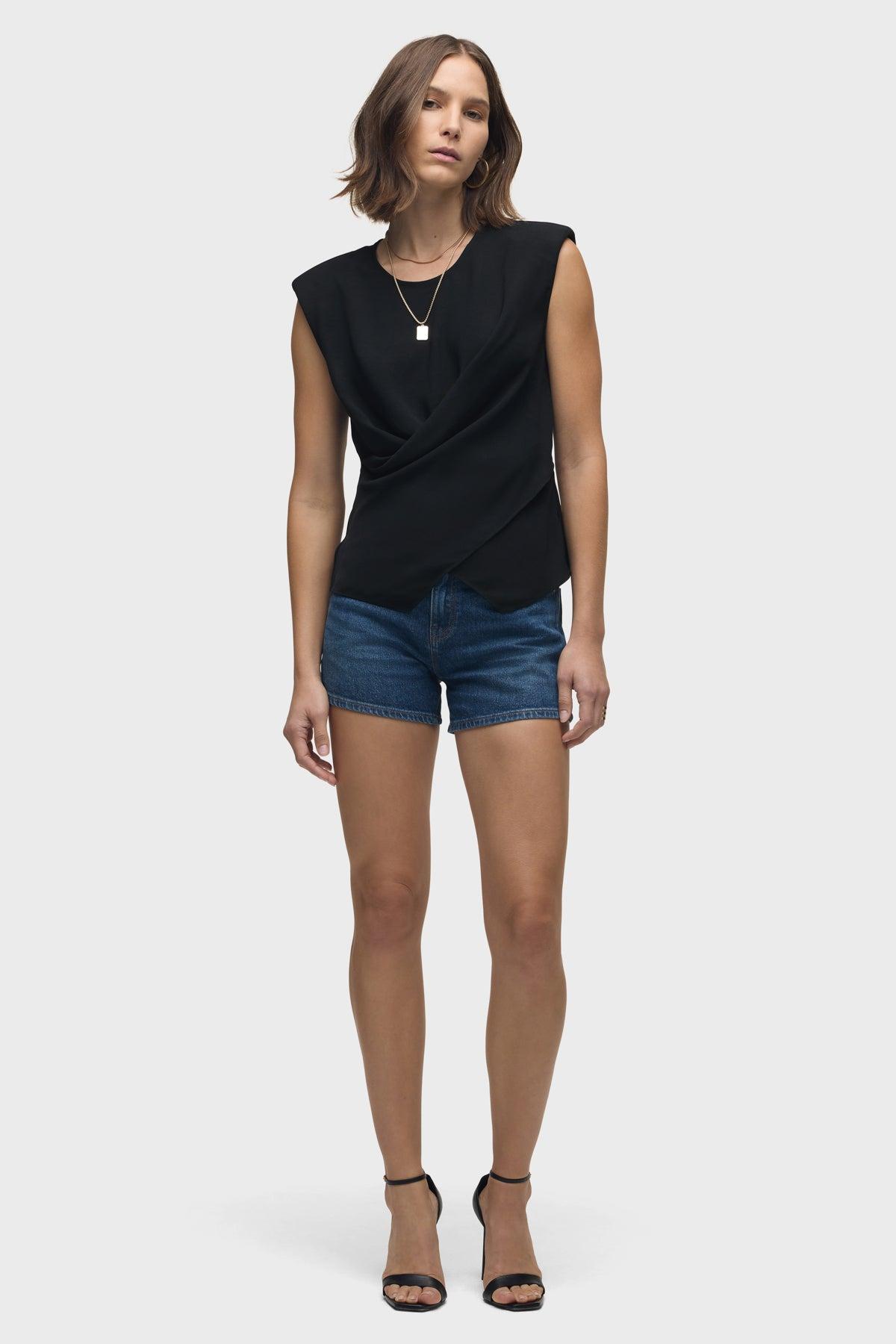 Shoulder Padded Wrap Sleeveless Tee Female Product Image