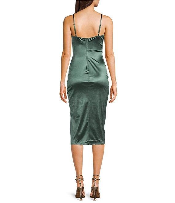 Honey and Rosie Drape Neck Side Pleat Envelope Hem Midi Dress Product Image