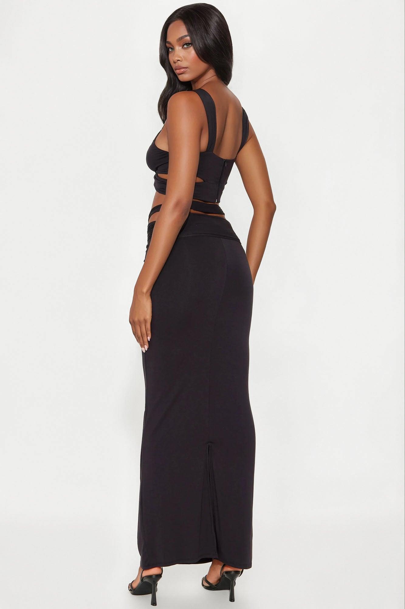 Mystic Night Top And Maxi Skirt Set - Black Product Image