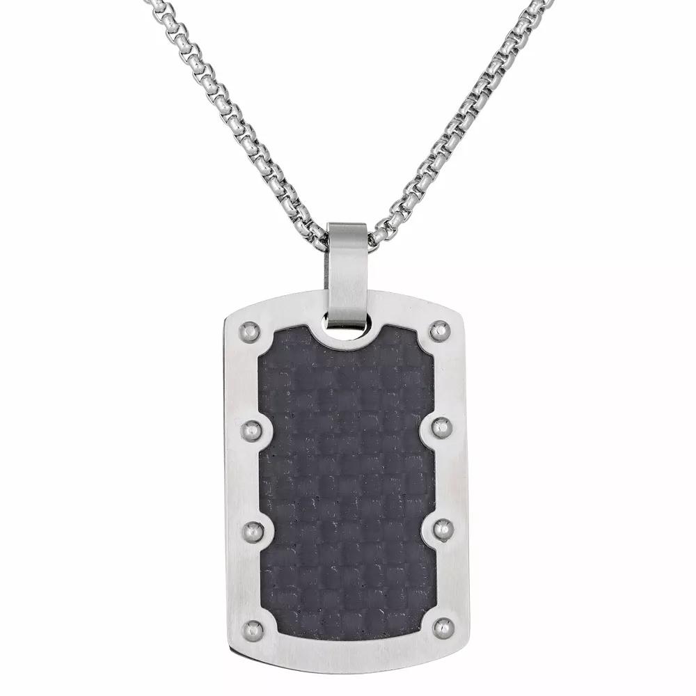 Men's LYNX Stainless Steel Riveted Dog Tag Pendant Necklace, Size: 24" Product Image