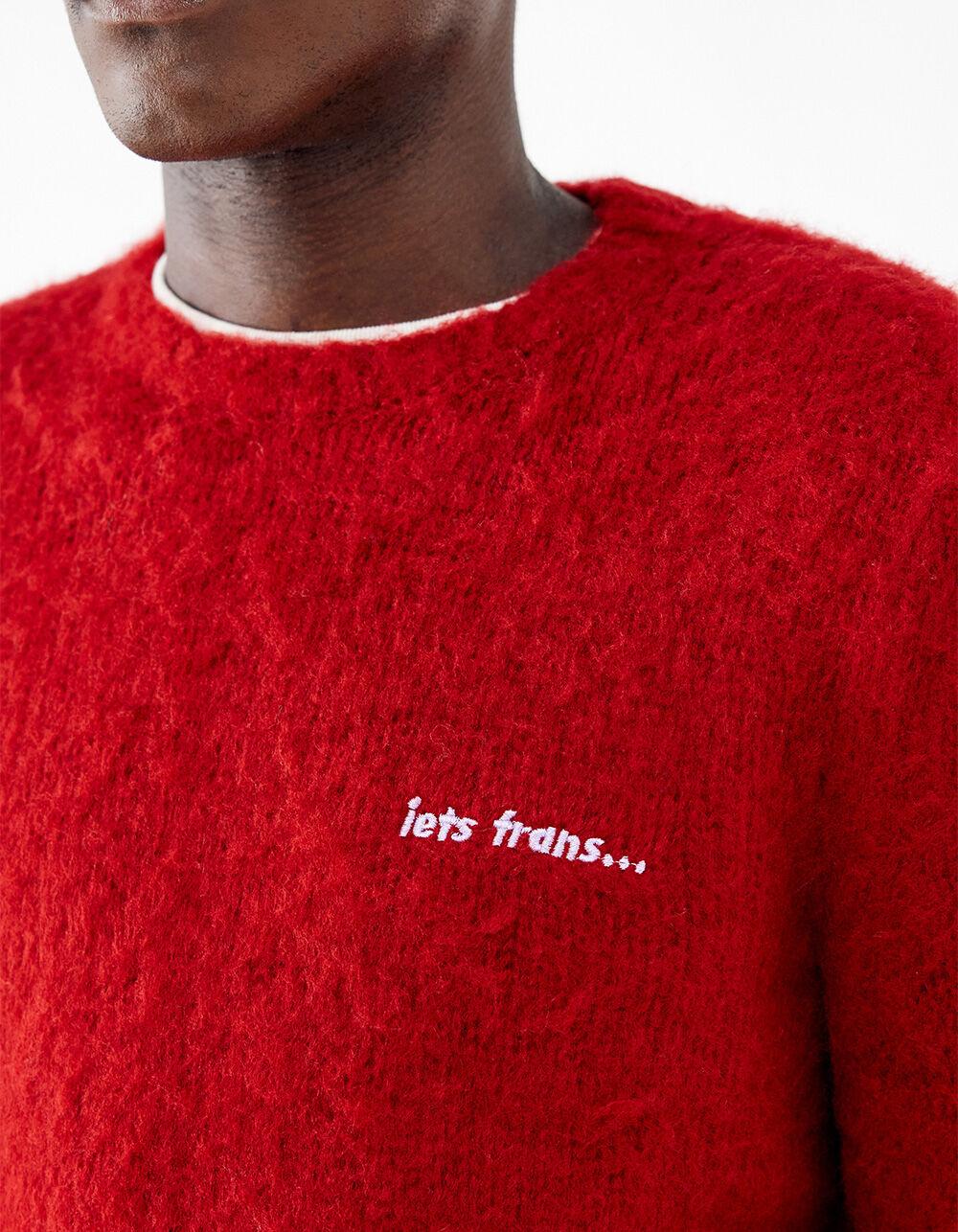 IETS FRANS Brushed Mens Crewneck Sweater - RED Product Image