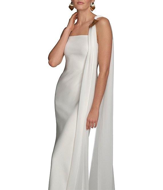 Donna Karan Square Neck Chiffon Drape Dress Product Image