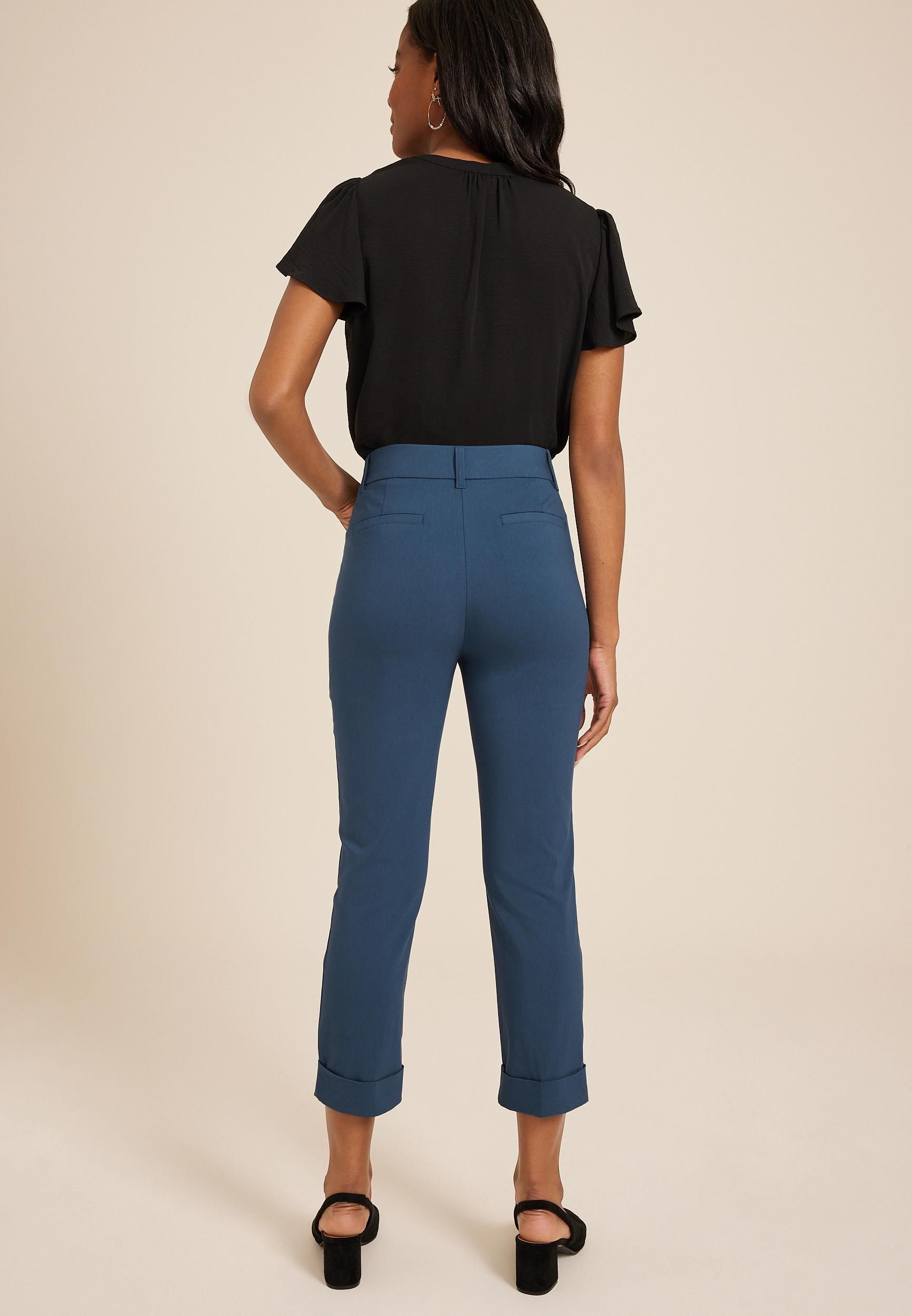 Maurices Womens Bengaline Mid Rise Cuffed Straight Cropped Dress Pants Product Image