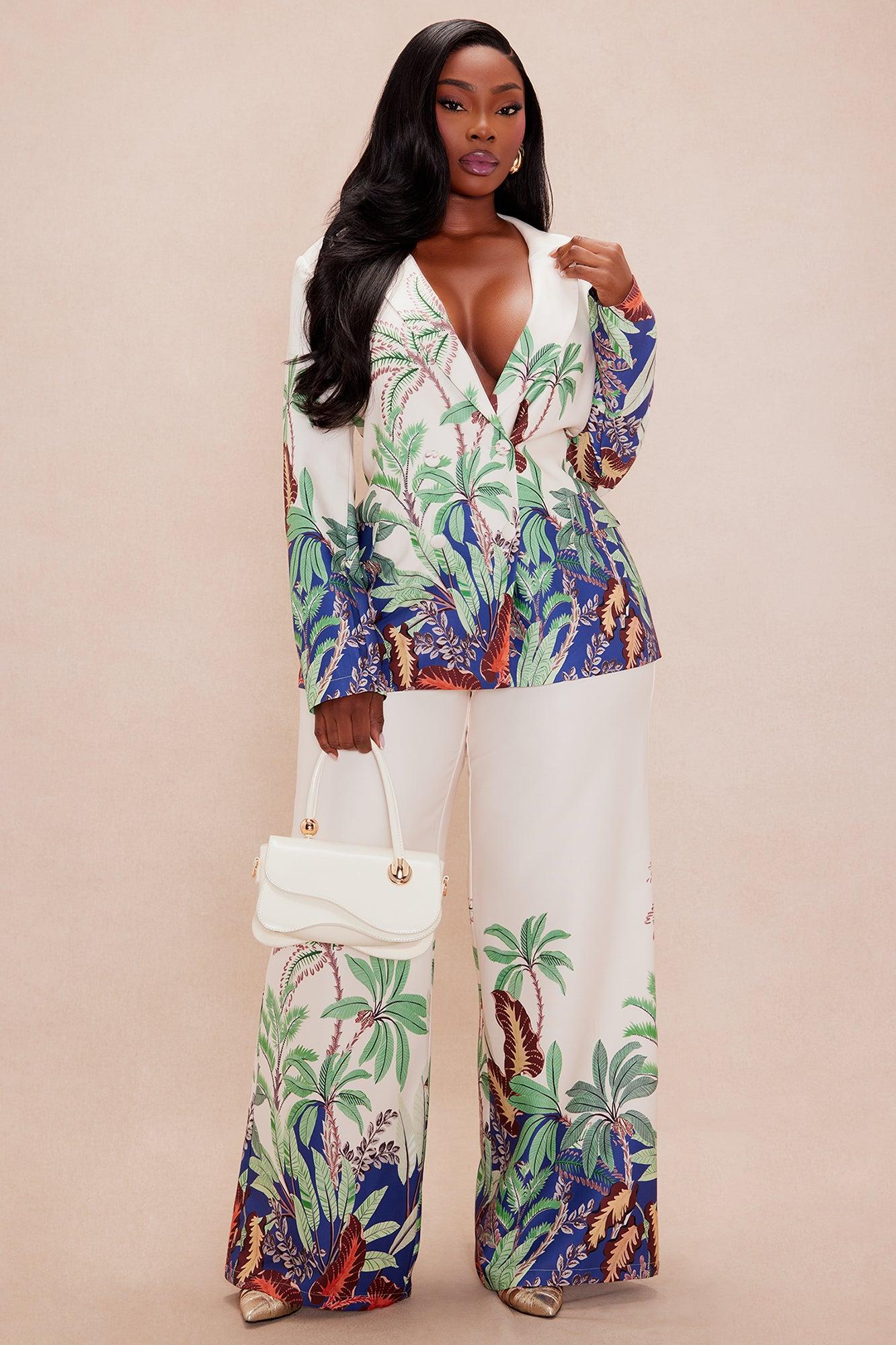 Tropicana Blazer Suit Set - Cream/combo Product Image
