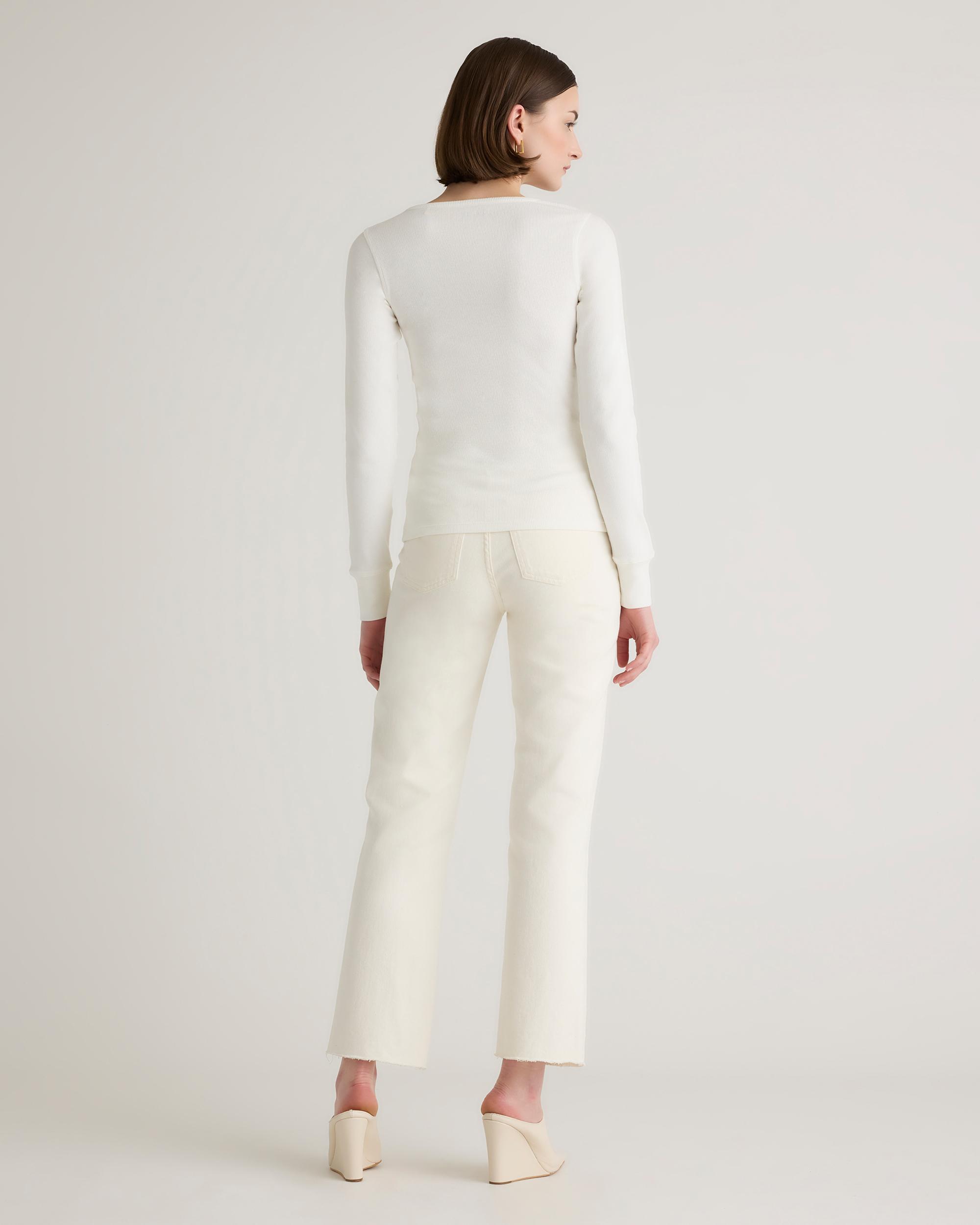 Quince | Women's Micro-Rib Henley Long Sleeve T-Shirt Size XL, Organic Cotton Product Image