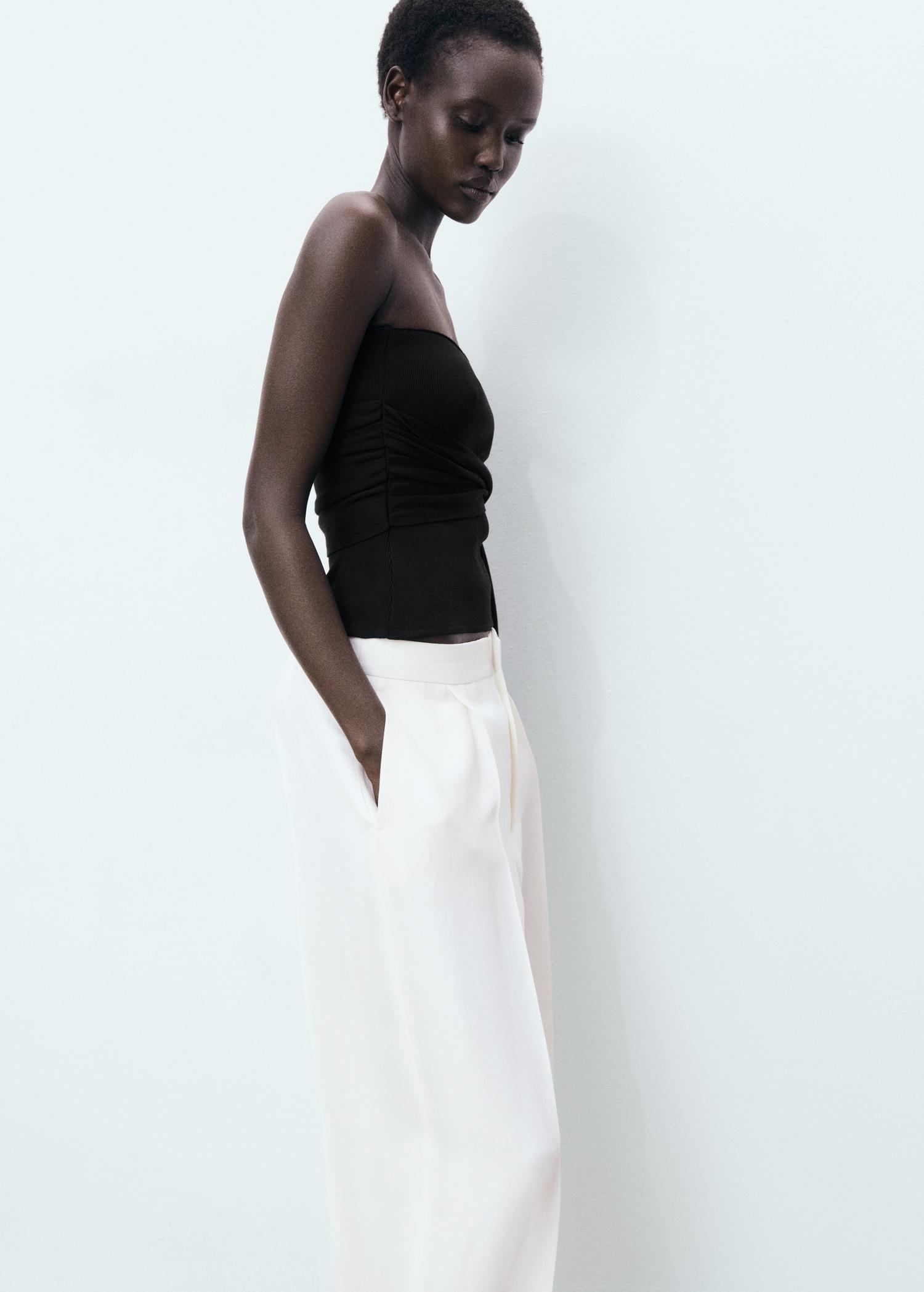 Linen-blend pleated pants - Women | MANGO USA Product Image