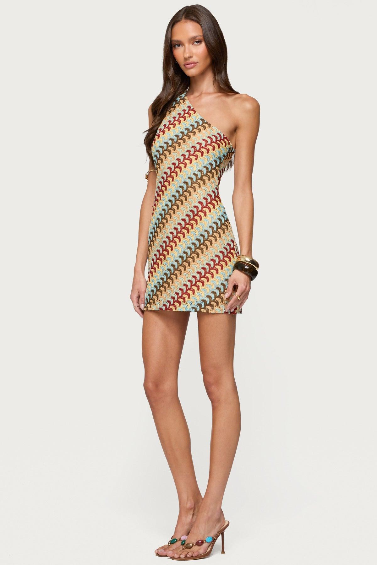 Agua Zigzag One Shoulder Mini Dress Product Image