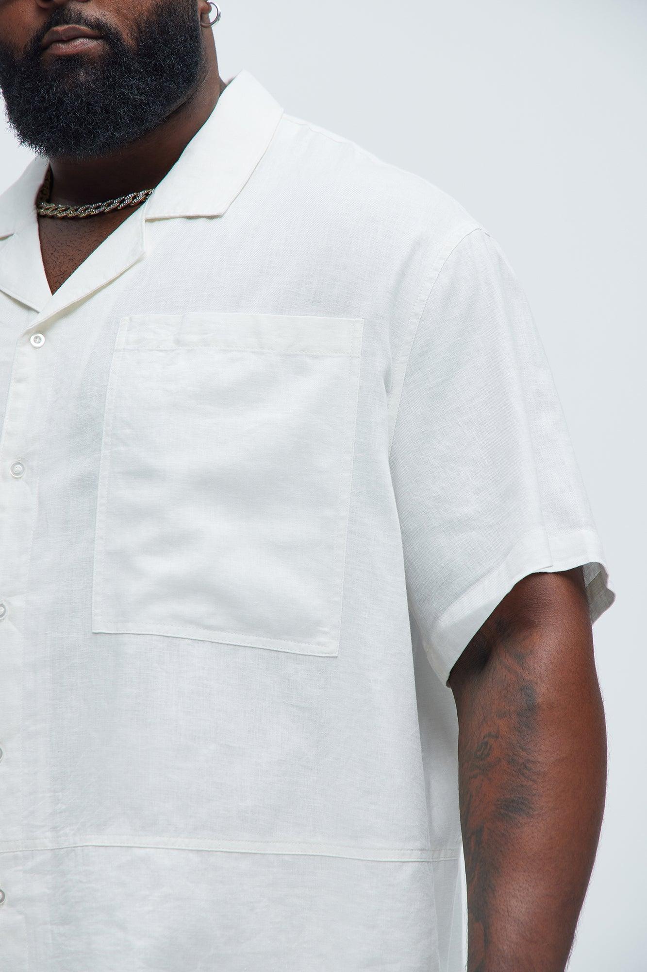 Bahamas Linen Cuban Boxy Shirt - White Product Image
