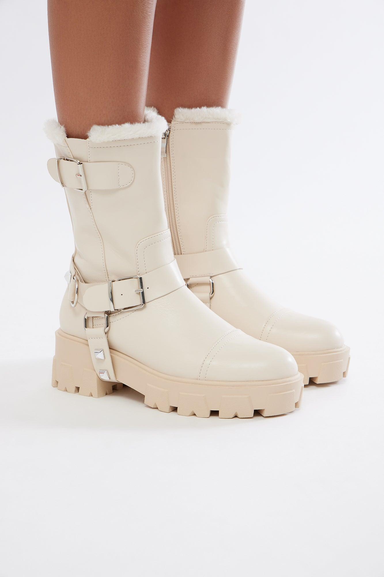 Logan Moto Booties - Cream Product Image