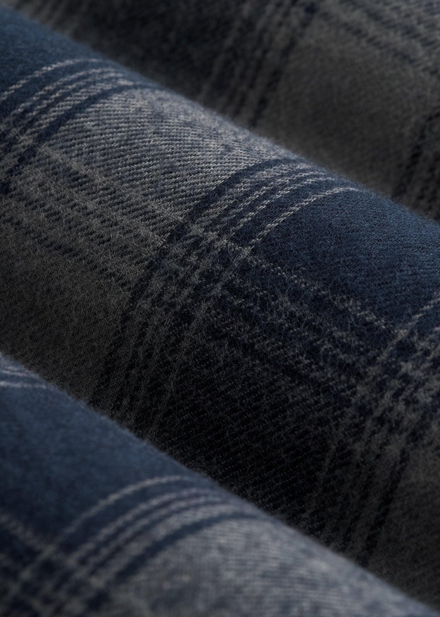 LJ&S Sherpa-Lined Shirt Jacket for Tall Men in Midnight Navy & Medium Grey Plaid Male Product Image