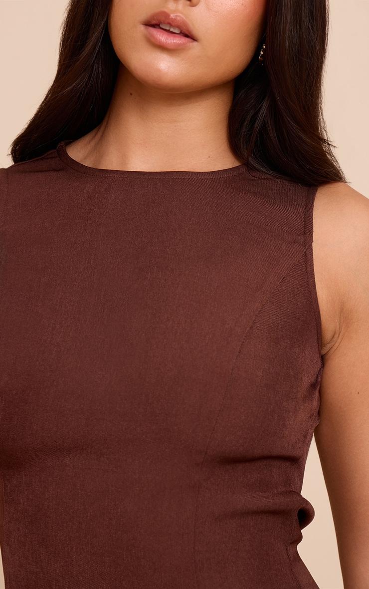 Chocolate Fitted Woven Long Top Product Image