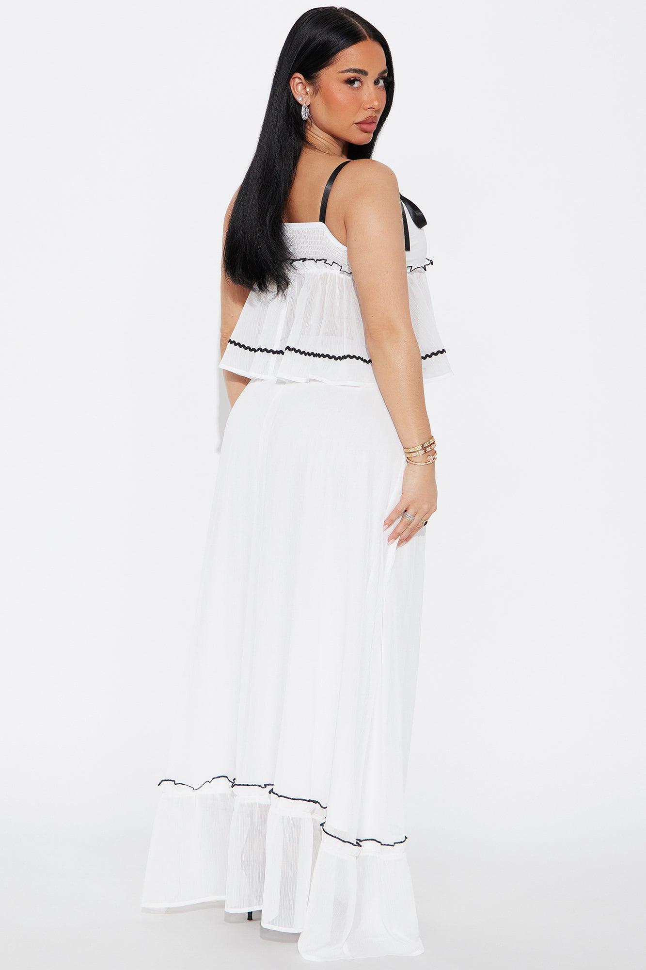 Cassie Chiffon Skirt Set - White Product Image