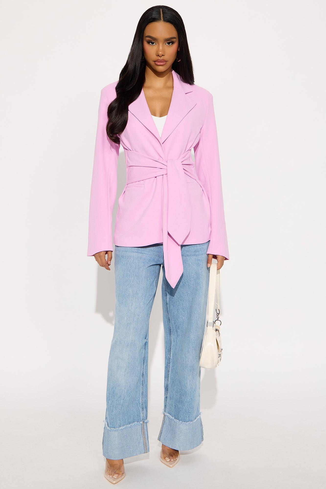 Classic Times Tie Waist Blazer - Pink Female Product Image