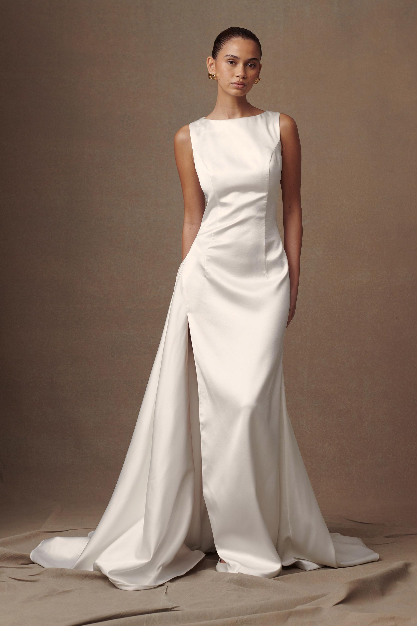 Fontanne Satin Wedding Gown - White Product Image