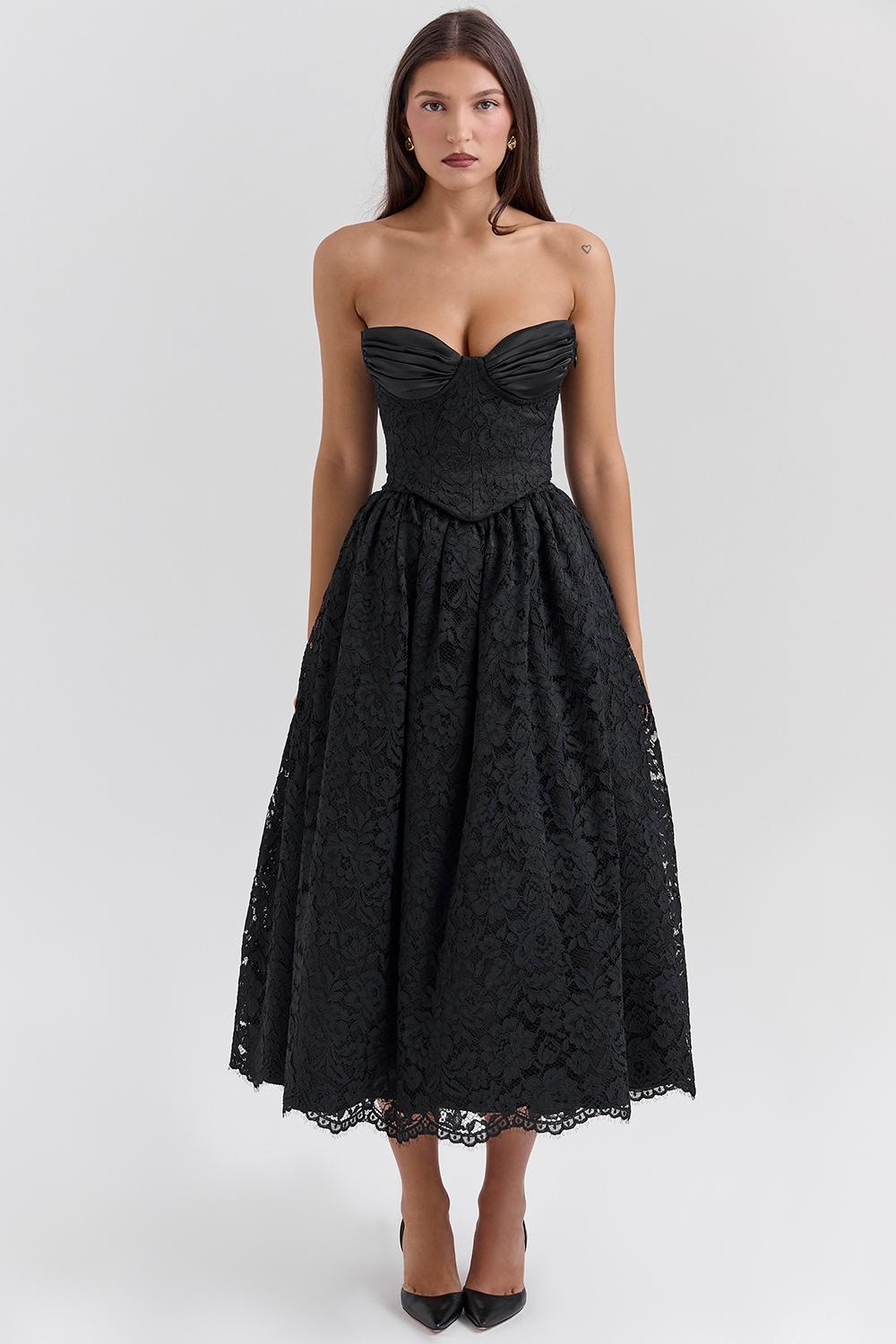 Duchess  black lace corset, skirt and bolero - sale Product Image
