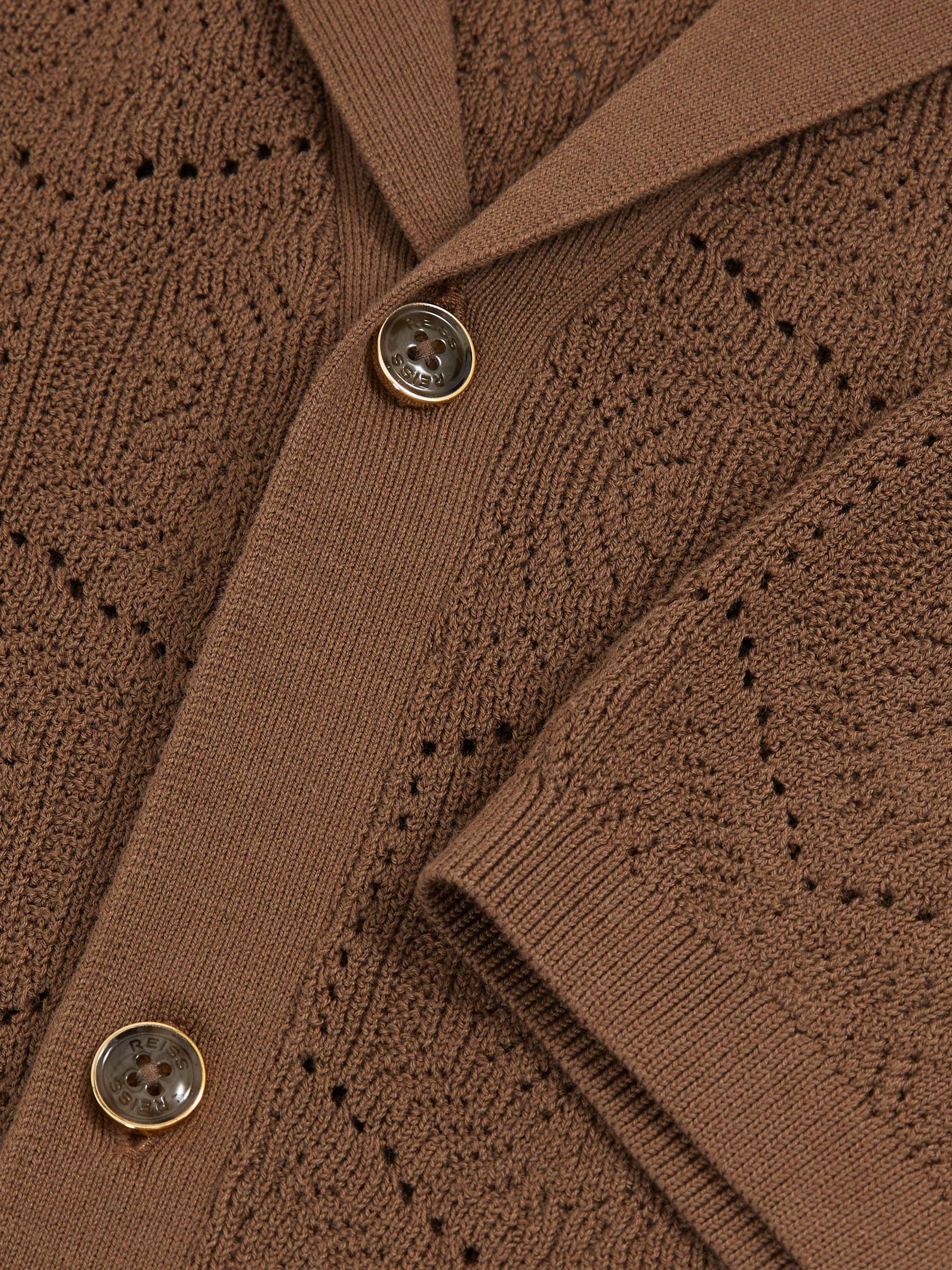 Pointelle Button-Through Shirt in Brown Product Image