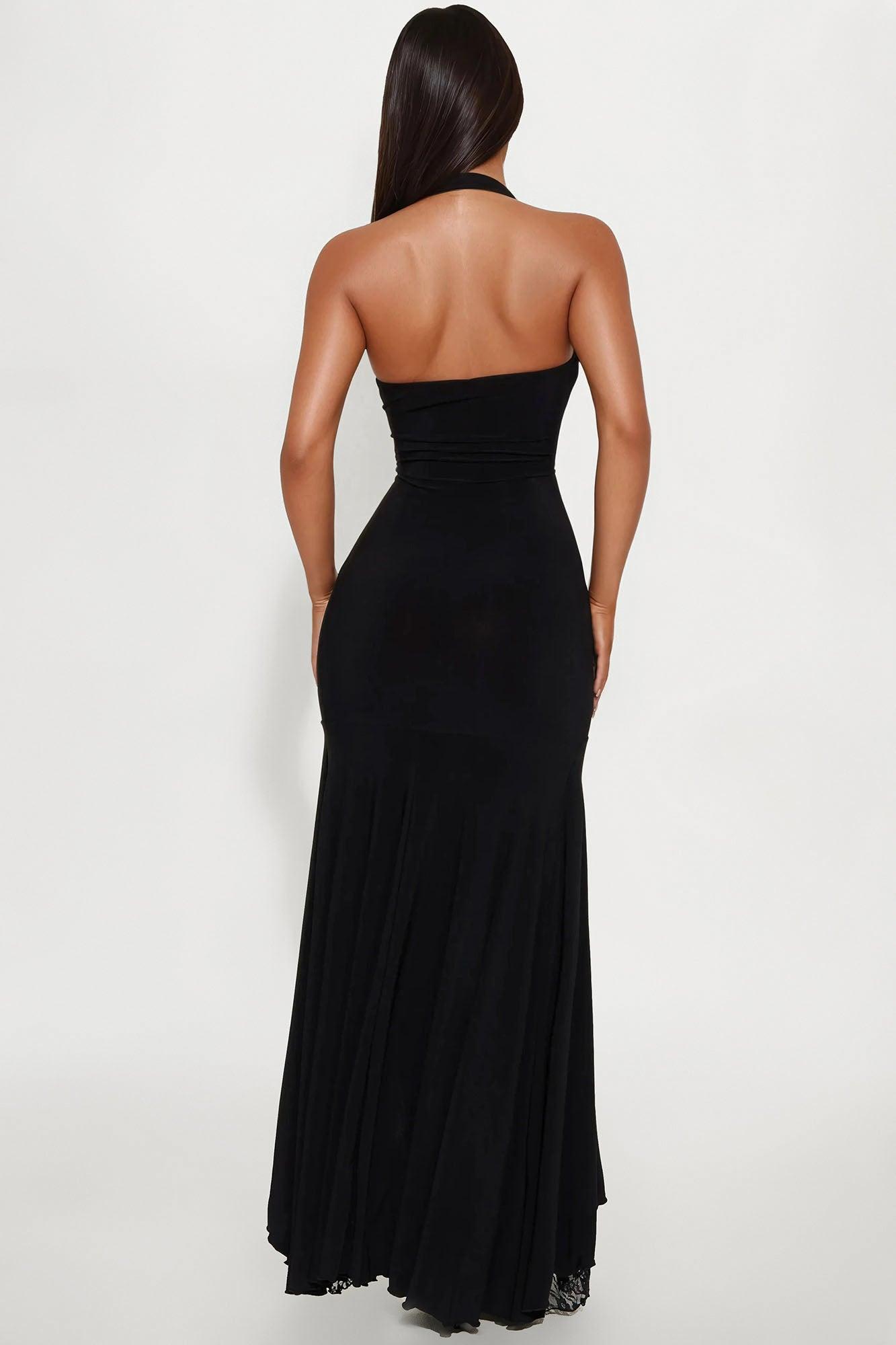 Katerina Lace Halter Maxi Dress - Black Product Image