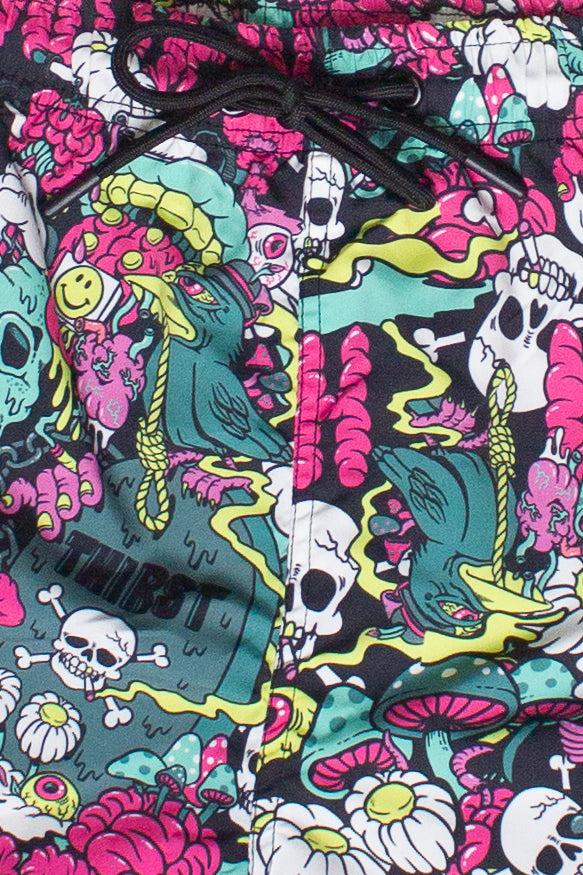 Liquid Death Skull Graffiti Swim Shorts Product Image