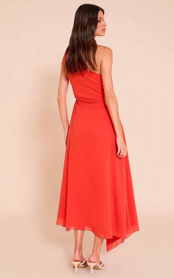 Tomato Red One Shoulder Maxi Dress Product Image
