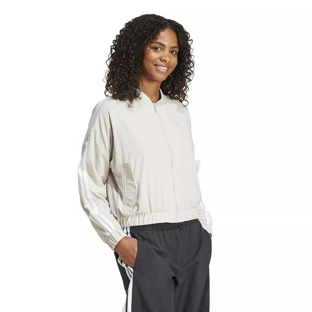 Women's adidas Essentials 3-Stripes Woven Bomber Sportswear Jacket, Size: XL, Wonder Alumina Product Image