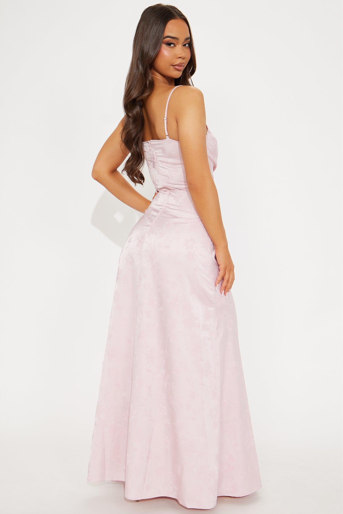 Tanya Floral Satin Maxi Dress - Mauve Product Image