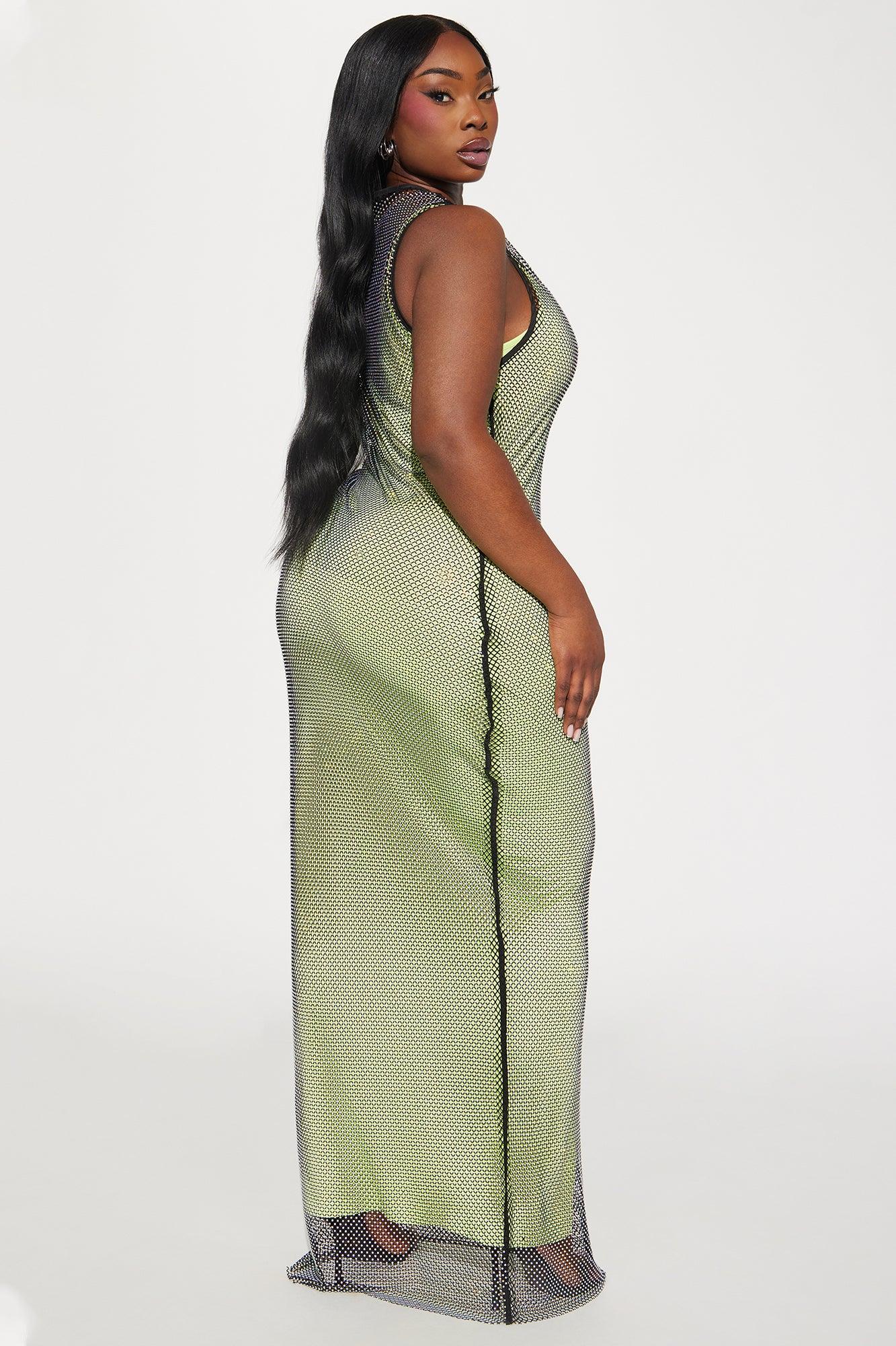 All That Rhinestone Maxi Dress - Lime Product Image