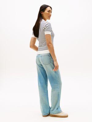 Short-Sleeve Striped Polo Sweater Product Image