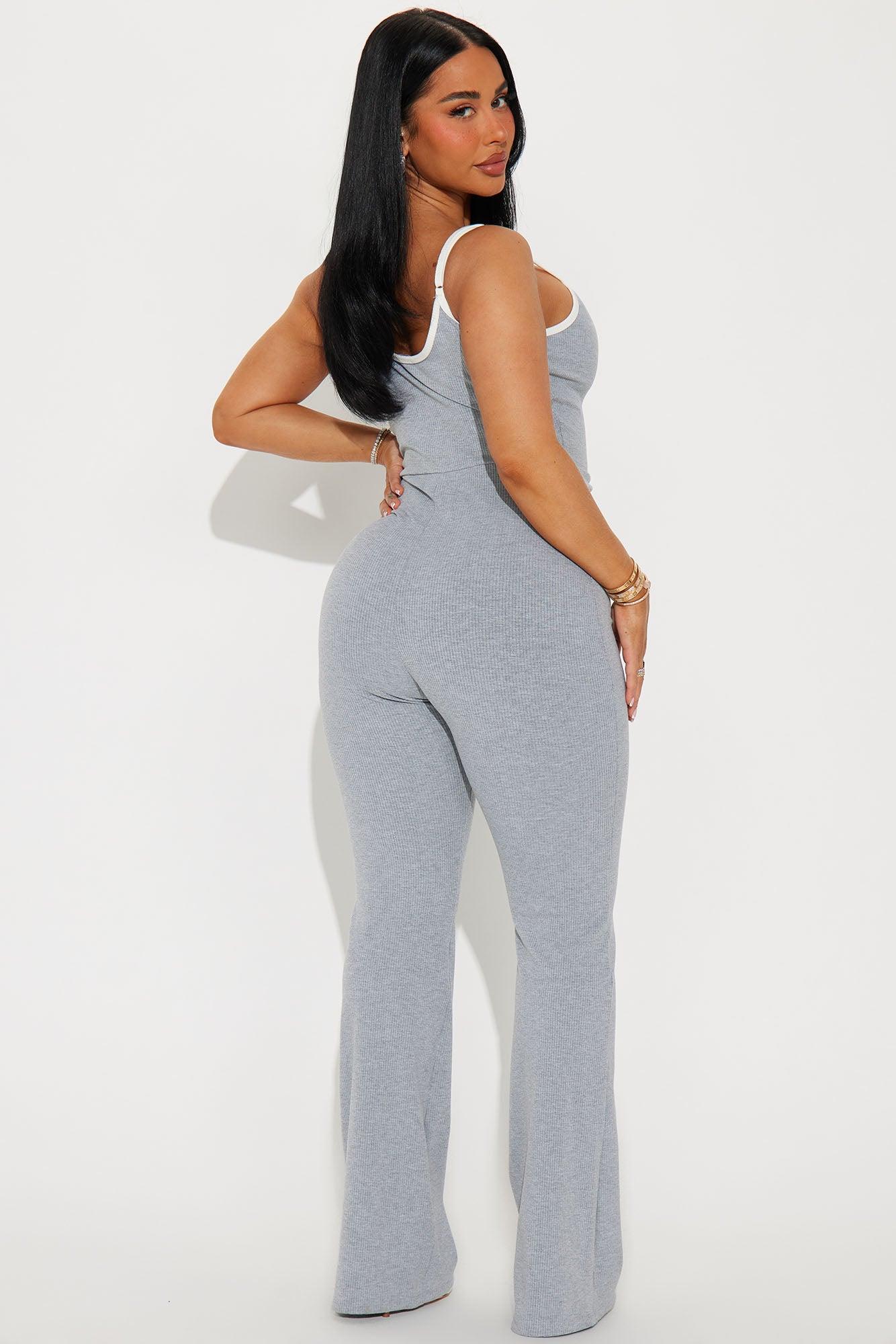 Evalee Heavy Ribbed Jumpsuit - Heather Grey Product Image