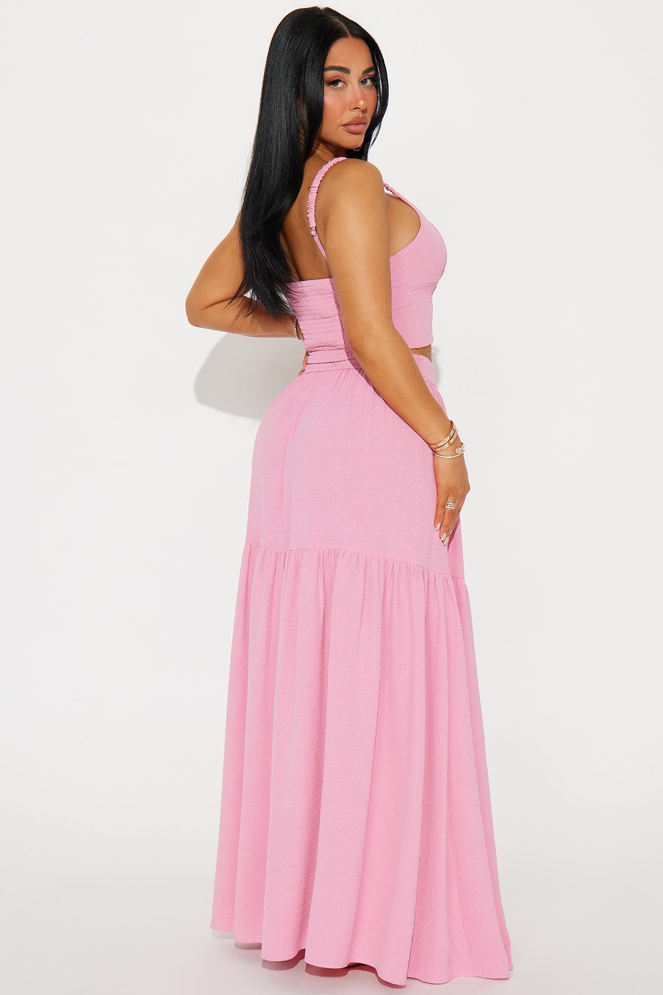 Country Belle Maxi Skirt Set - Pink Product Image