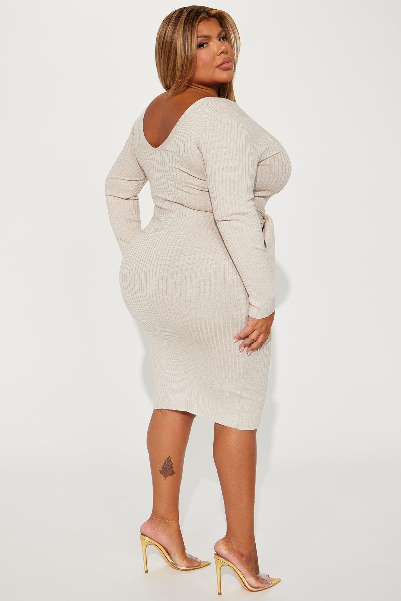 Marisa Sweater Midi Dress - Oatmeal Female Product Image