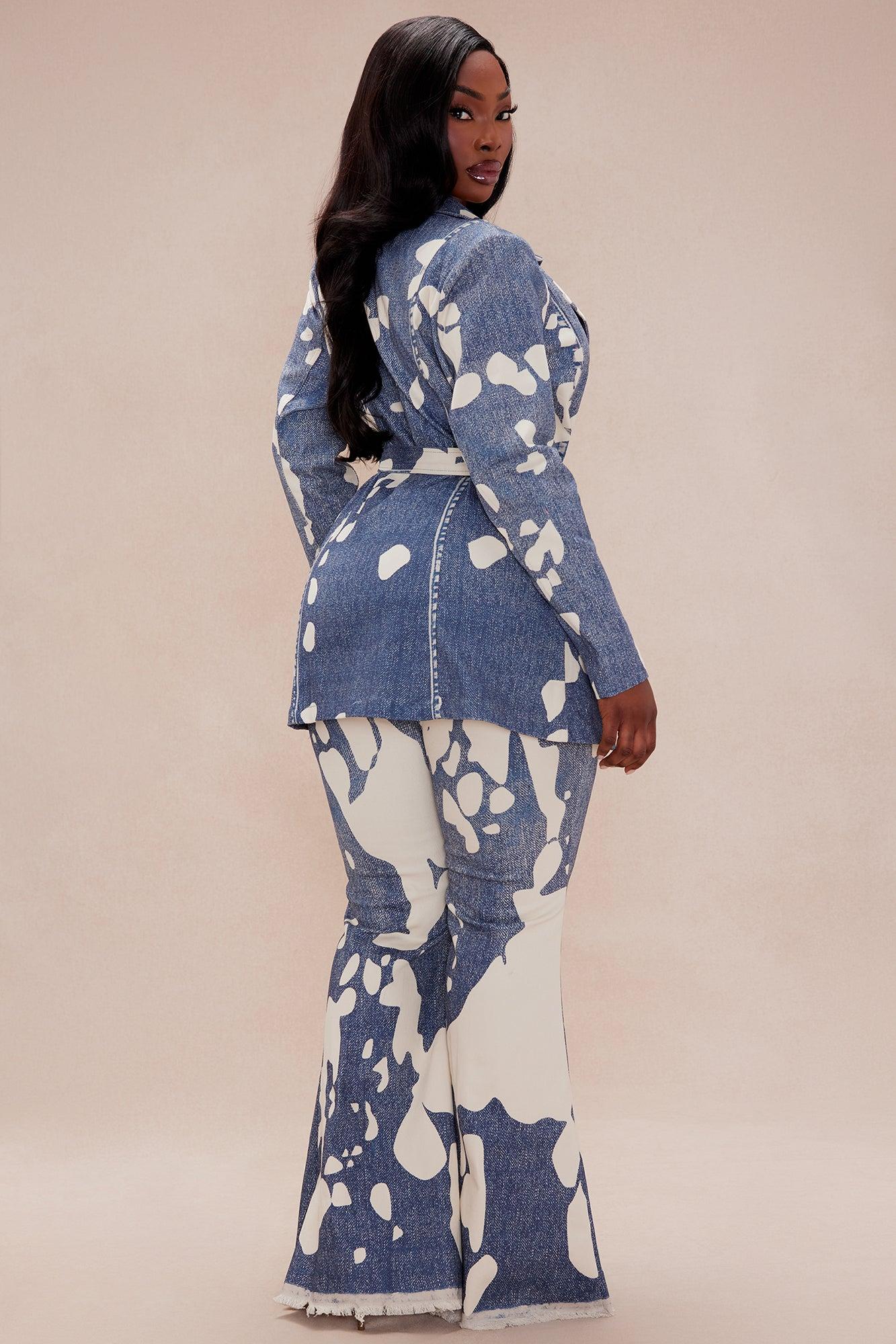 Suki Blazer Suit Set - Blue/combo Product Image