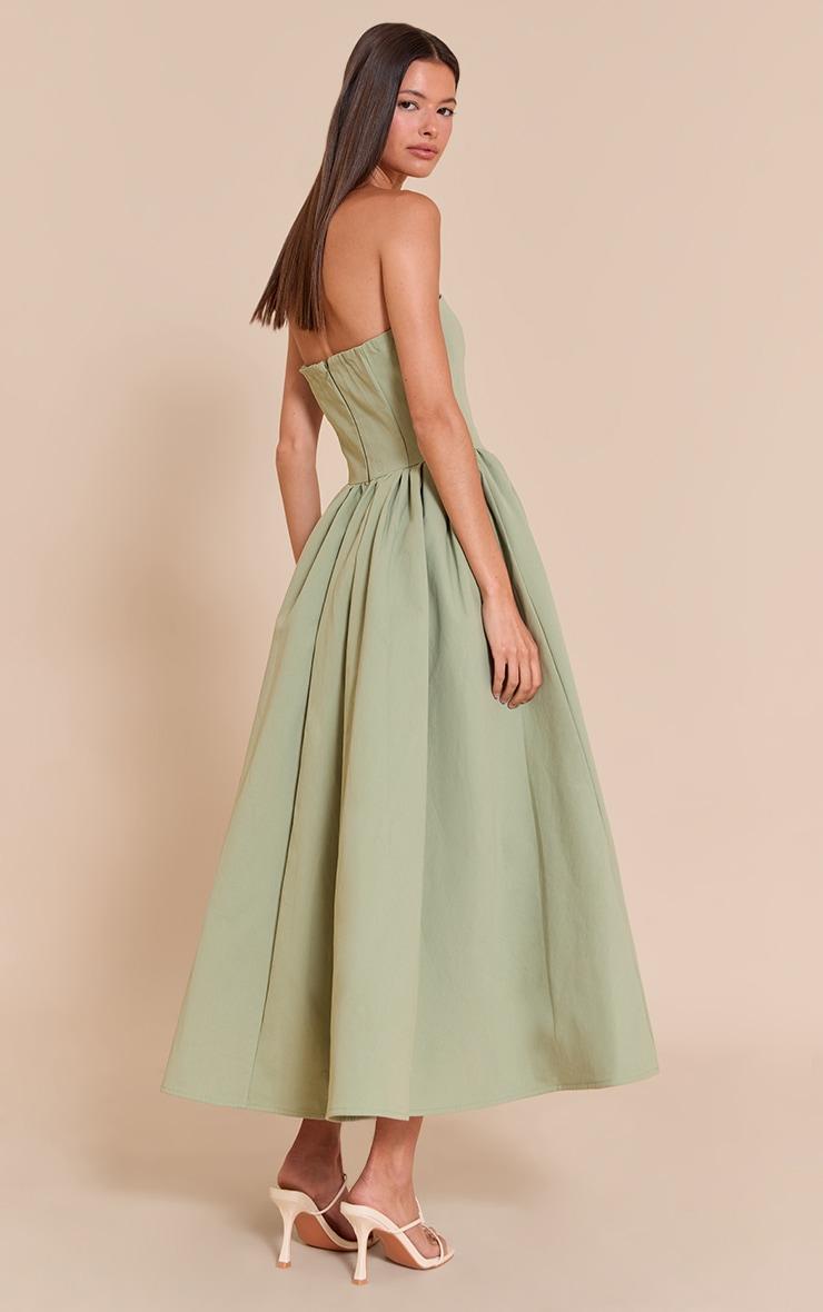 Sage Woven Bandeau Ruched Skater Midaxi Dress Product Image