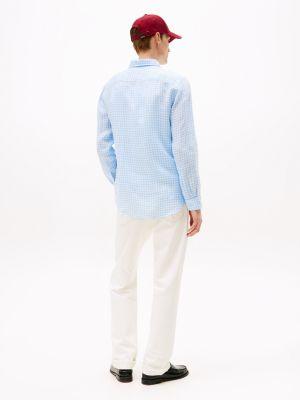 Regular Fit Gingham Linen Shirt Product Image