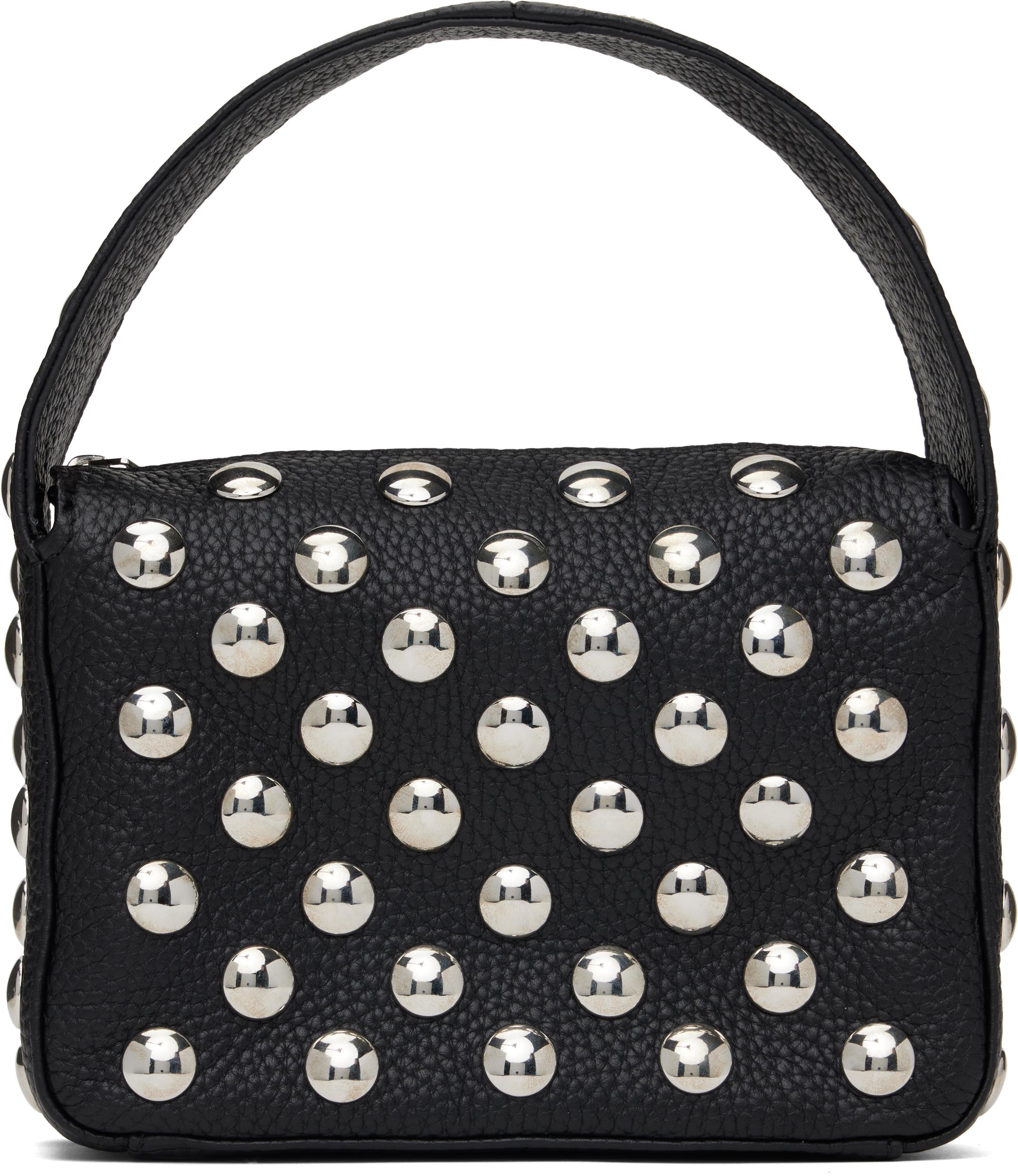 KHAITE Elena Small Studded Textured-leather Shoulder Bag In Black Product Image
