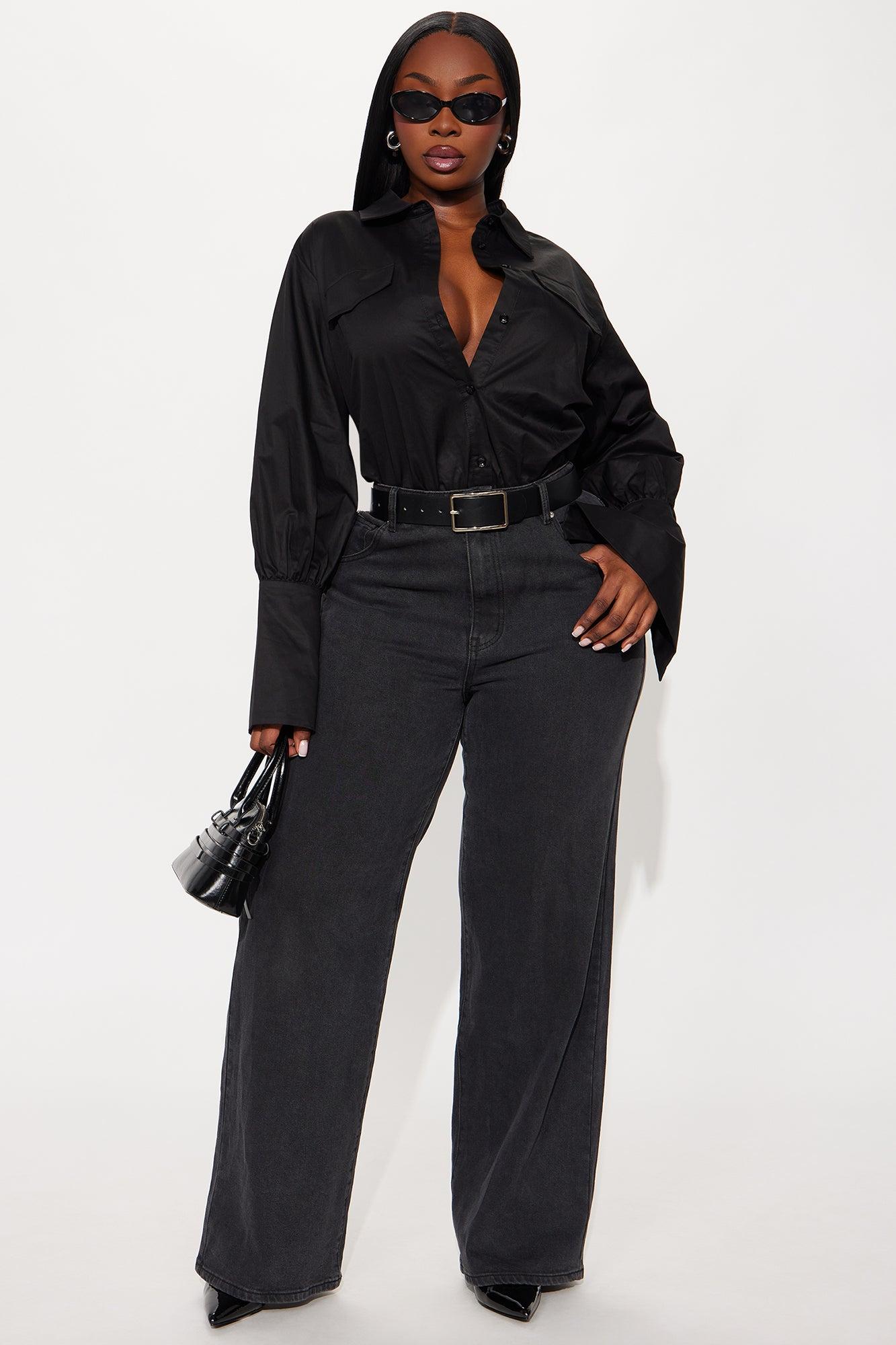 Be The Vibe Poplin Bodysuit - Black Female Product Image