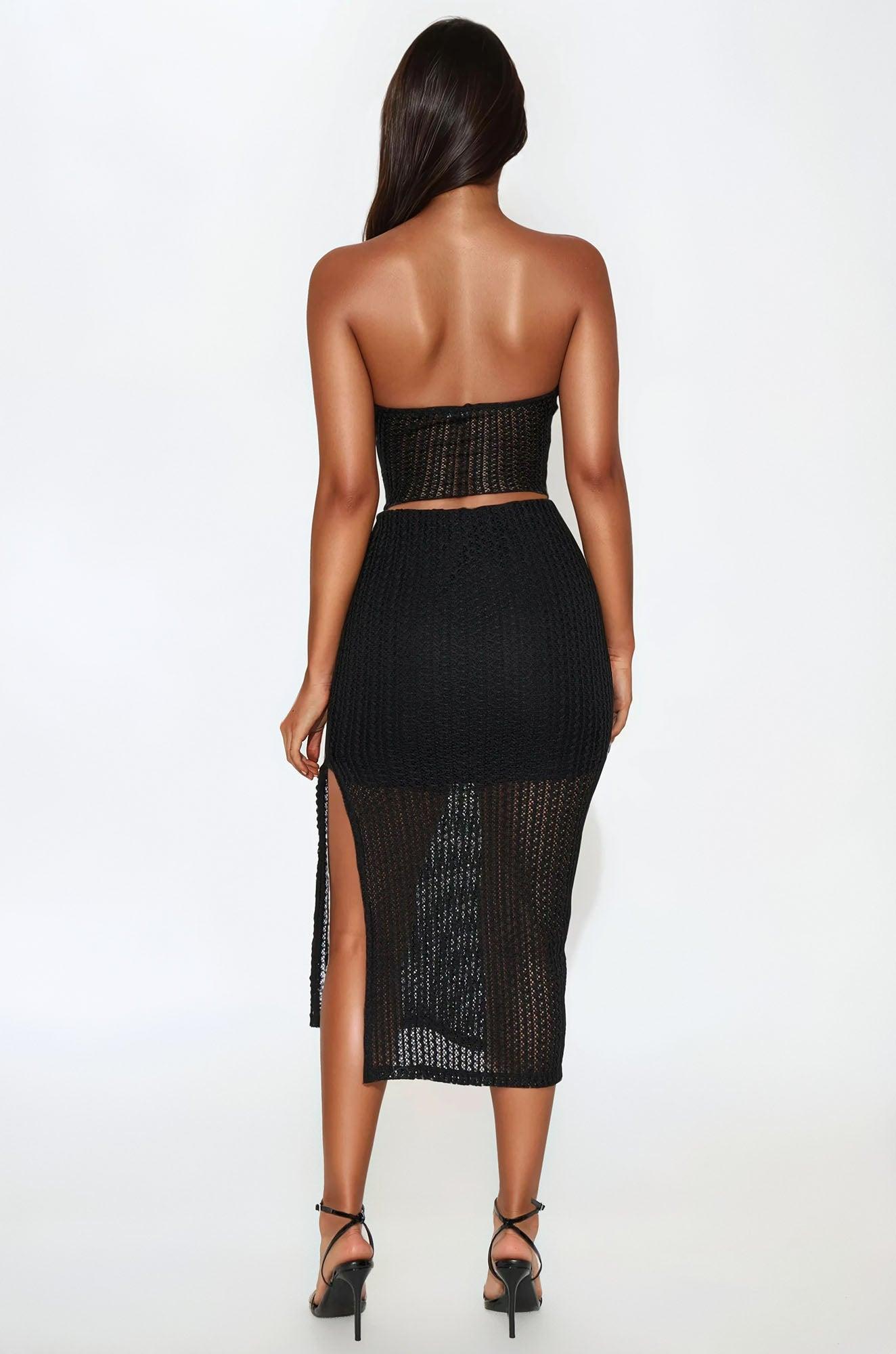 Sunset Beauty Crochet Skirt Set - Black Female Product Image