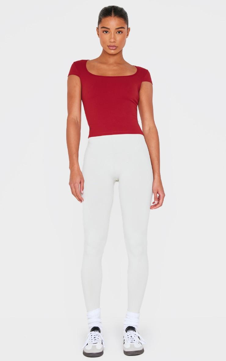 Burgundy Contour Jersey Square Neck Long Top Product Image