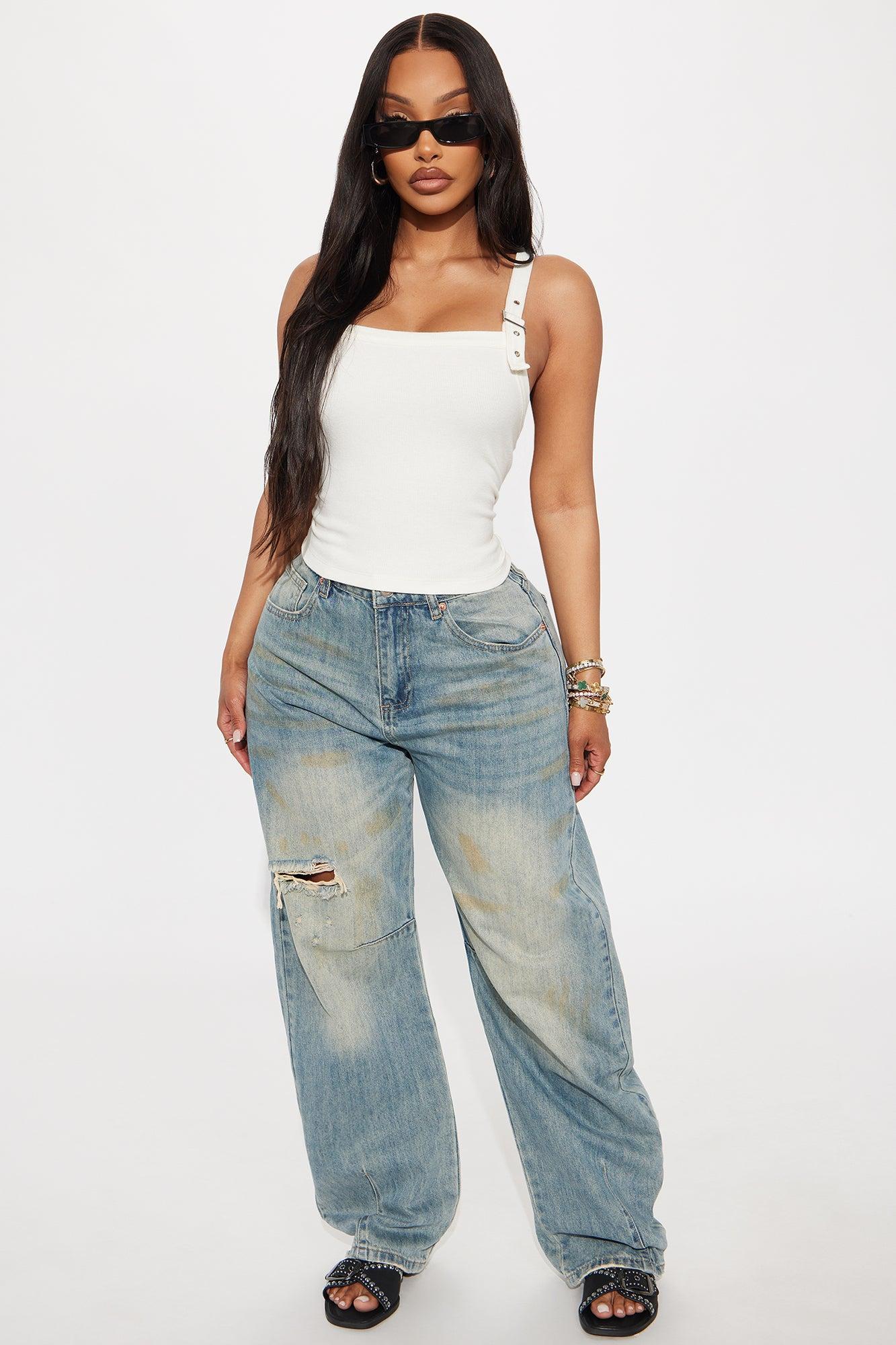 Buckle Up Ribbed Tank Top - Ivory Product Image