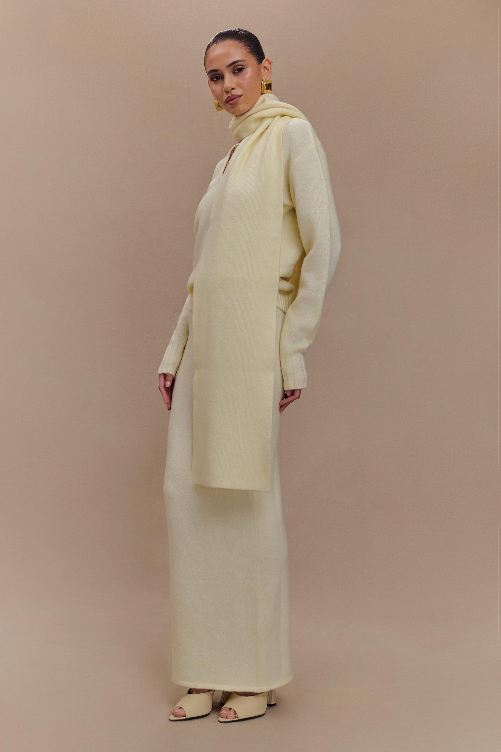 Elise Knit Maxi Skirt - Ivory Marle Product Image