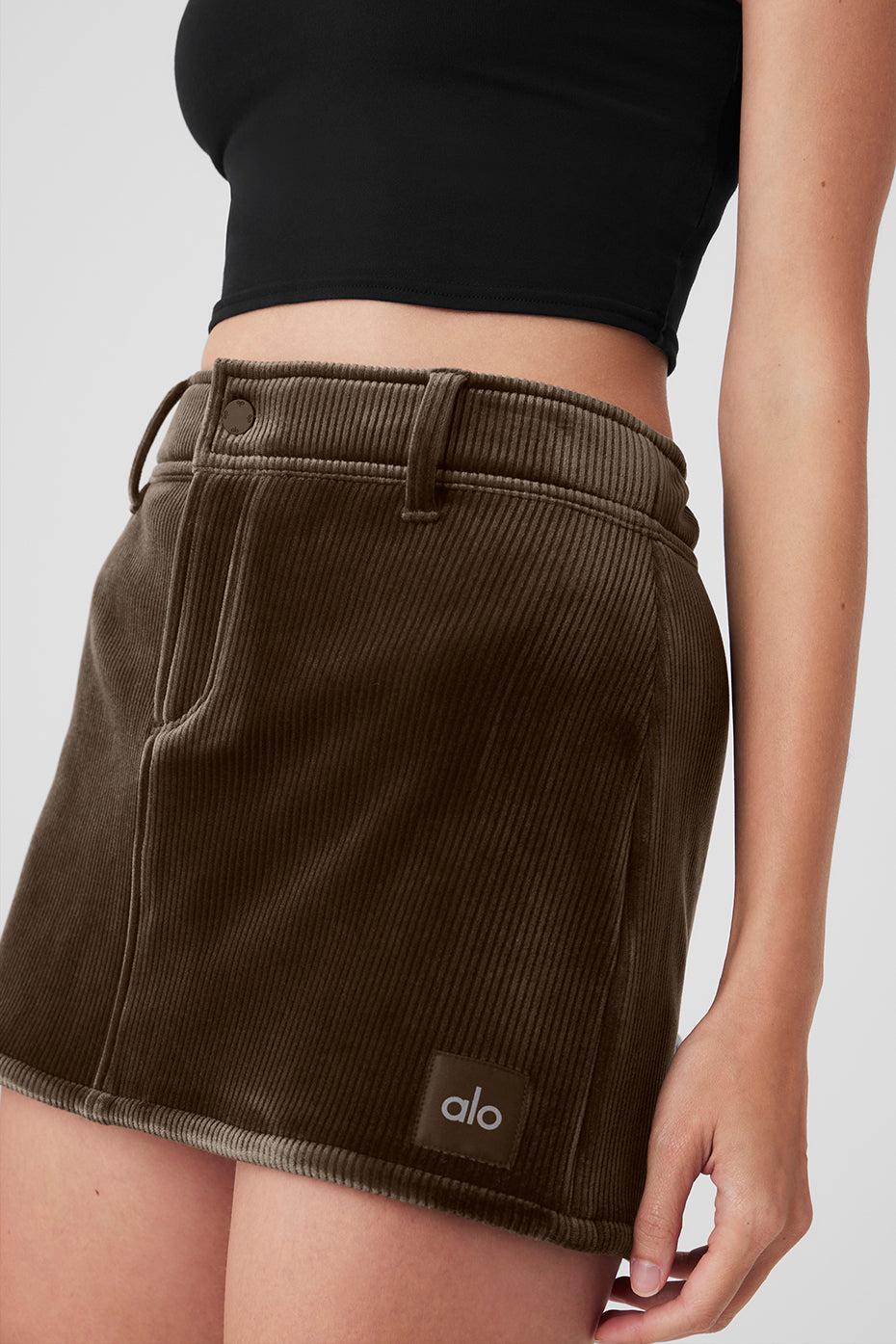 Ribbed Velour Baller Mini Skirt - Macchiato Product Image