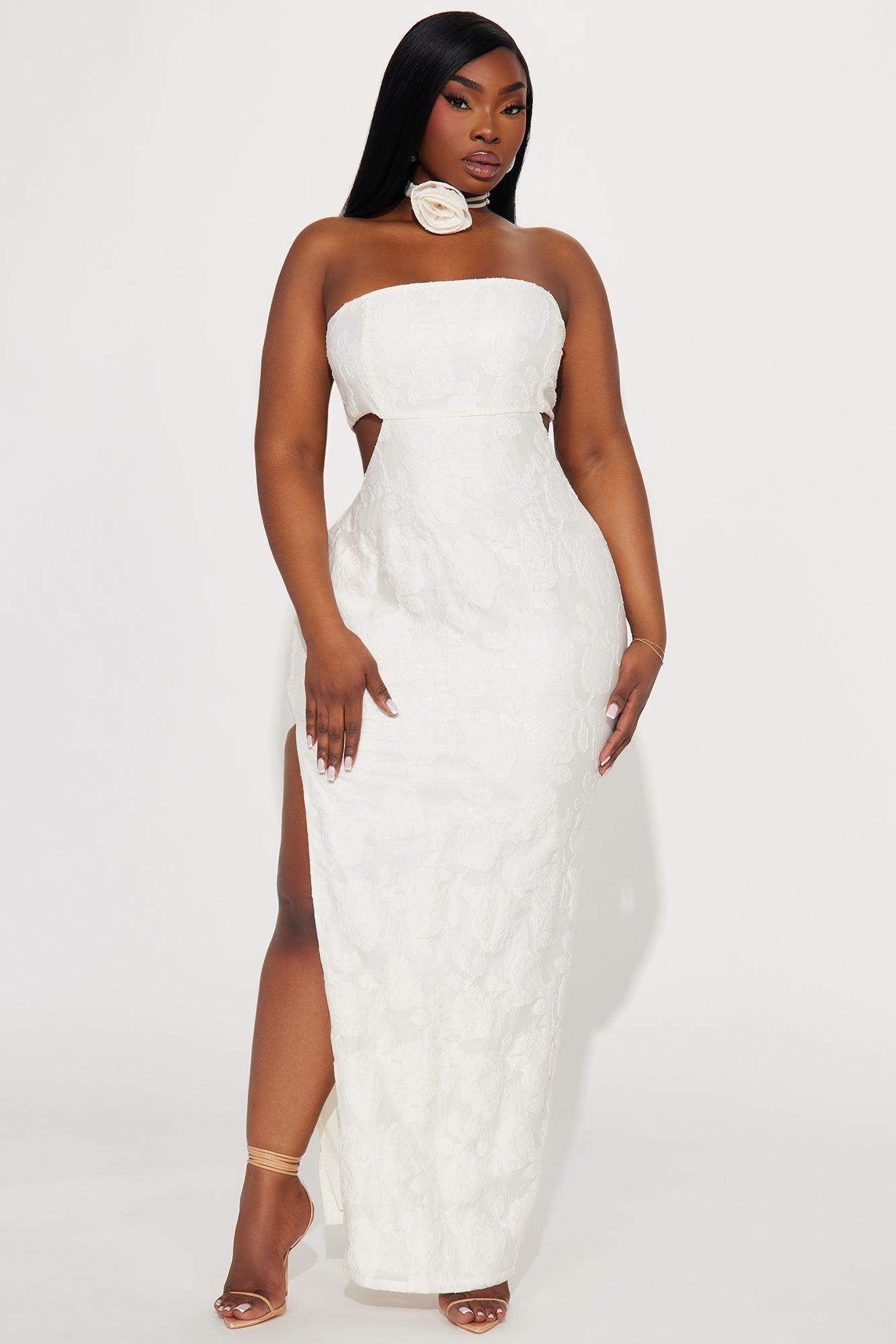 Cindy Rosette Choker Maxi Dress - Cream Product Image