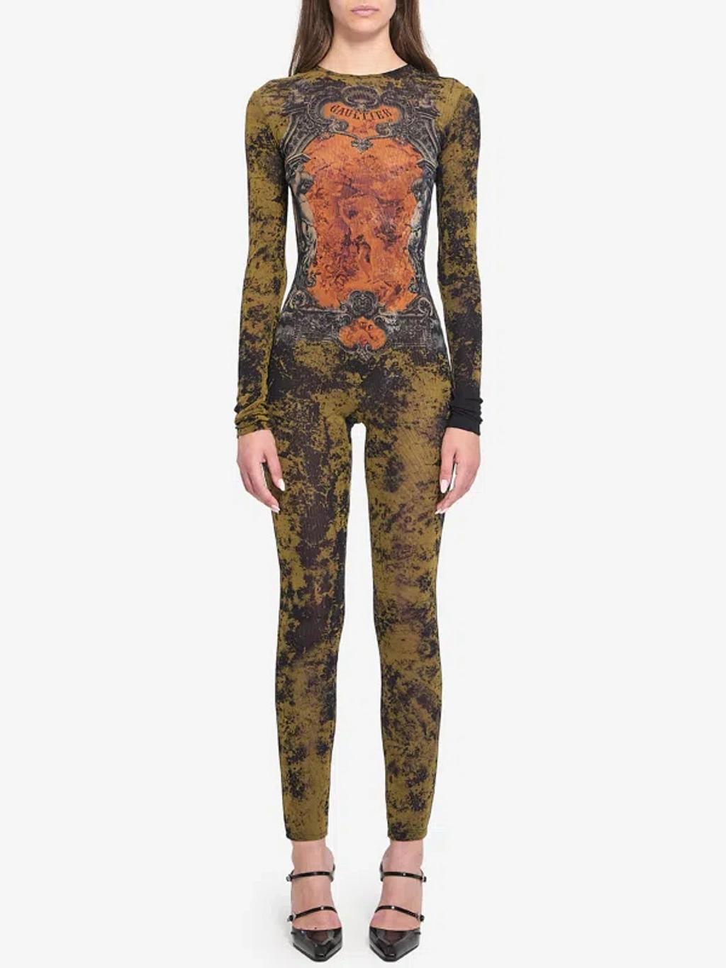 JEAN PAUL GAULTIER Graphic Print Full-length Dress With Long Sleeves In Black Product Image