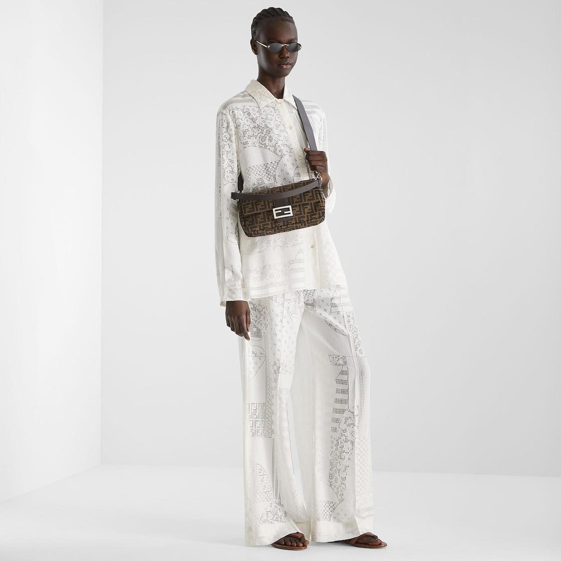 BaguetteTobacco brown FF jacquard fabric bag Product Image