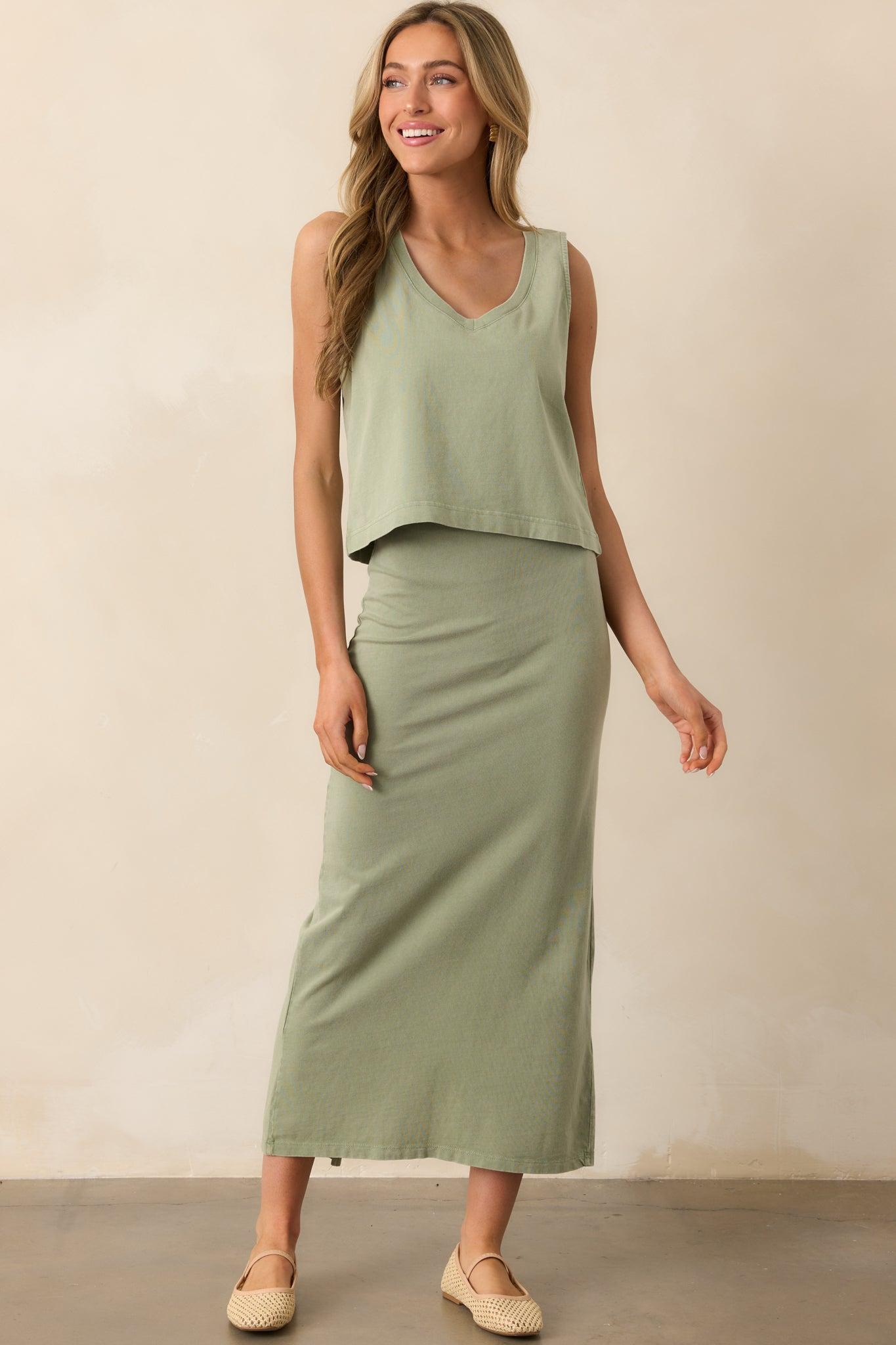 Z Supply Avocado Green Gail Midi Skirt Product Image