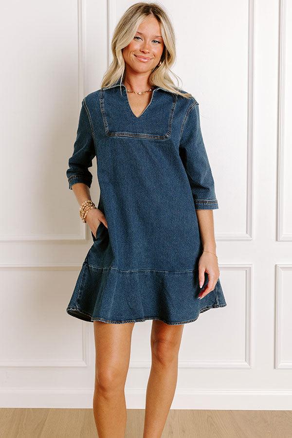 Simply Sweet Denim Mini Dress Product Image